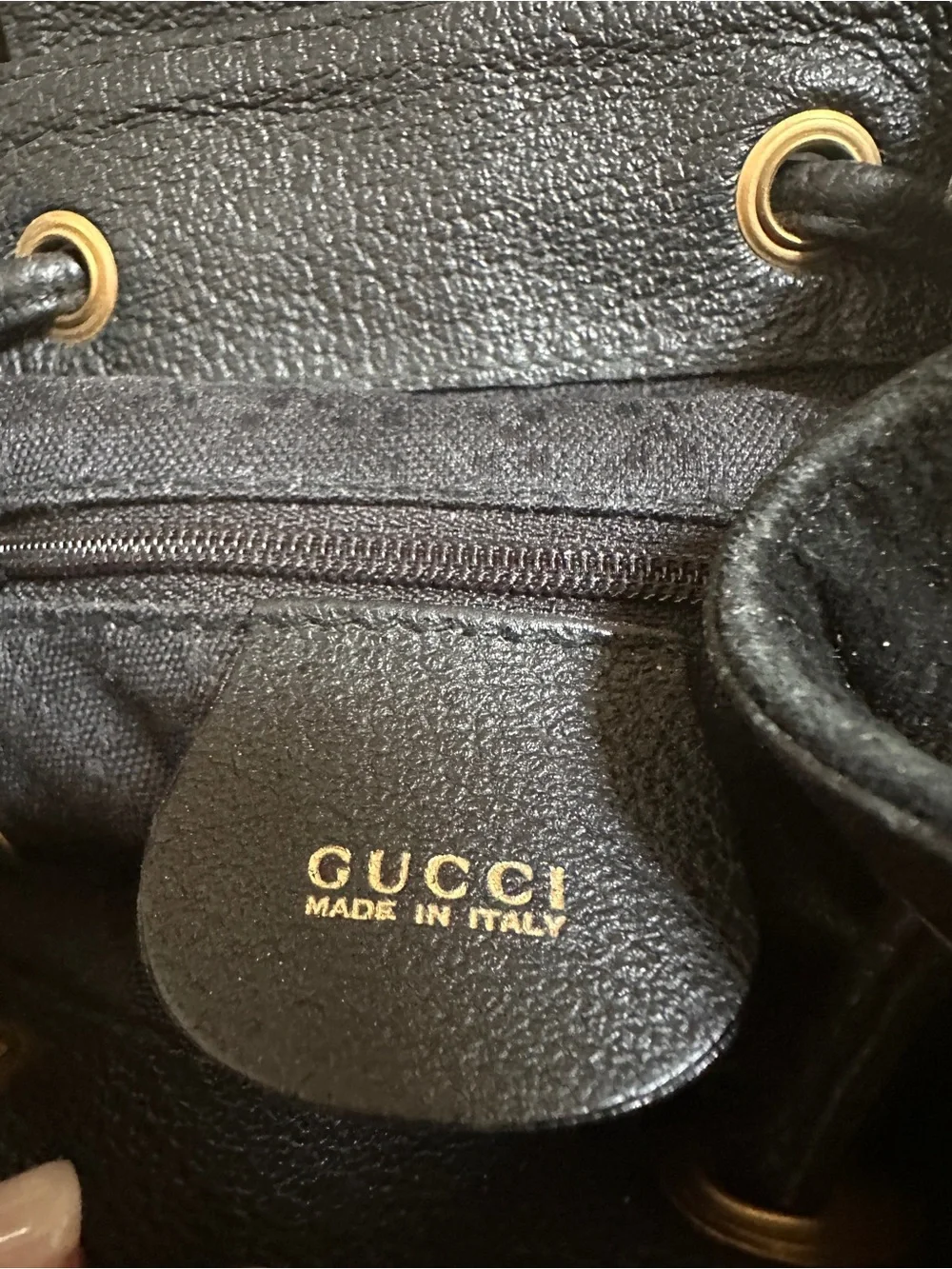 Gucci Black Suede & Leather Backpack with Bamboo Handle Accent